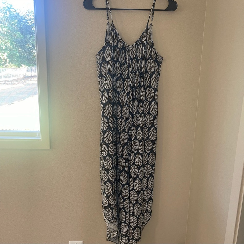 Luz Green and White Leaf Print jumpsuit
